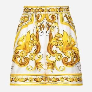 NEW: Dolce & Gabbana Silk twill shorts with majolica print - IT 40